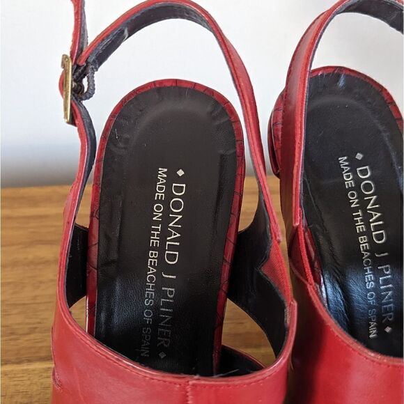 Donald J. Pliner Red Leather Cutout Heels 8 Tomato Girl Whimsigoth Coquette Girl - Picture 2 of 12
